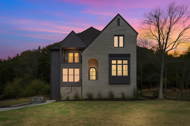 a view of a brick house with a door