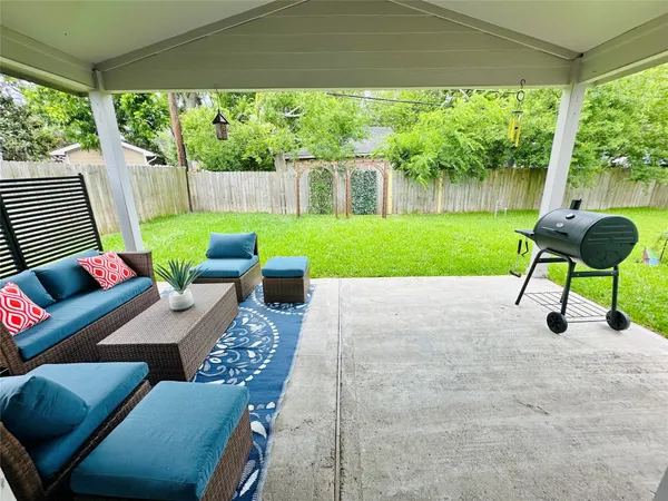 a view of an outdoor sitting space