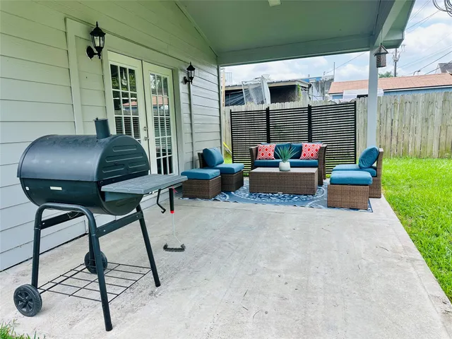 a living room with furniture