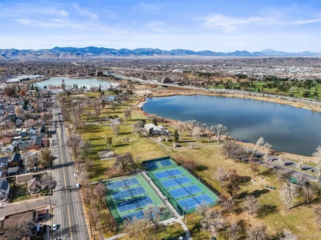 a view of a city and an ocean view