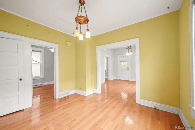 a view of livingroom with wooden floor