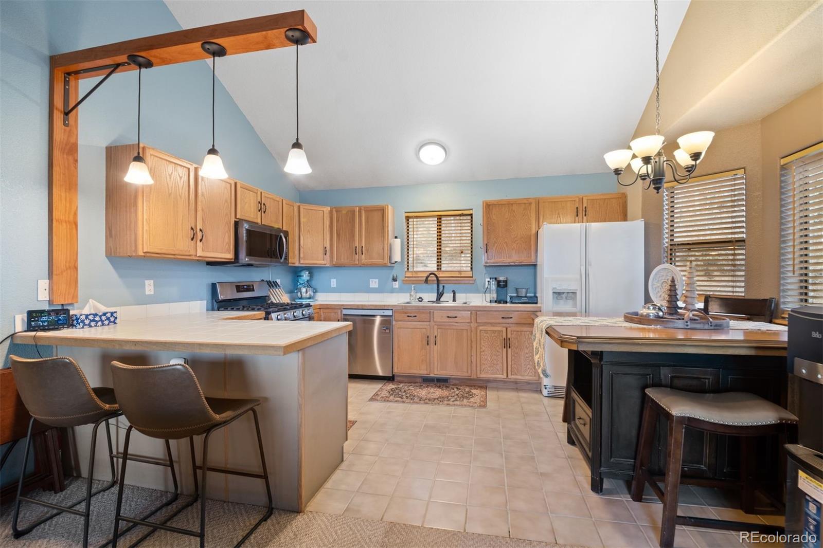609 Gold Flake Terrace Bailey, CO 80421 - Photo 9 of 47 a kitchen with a sink a counter top space appliances and cabinets