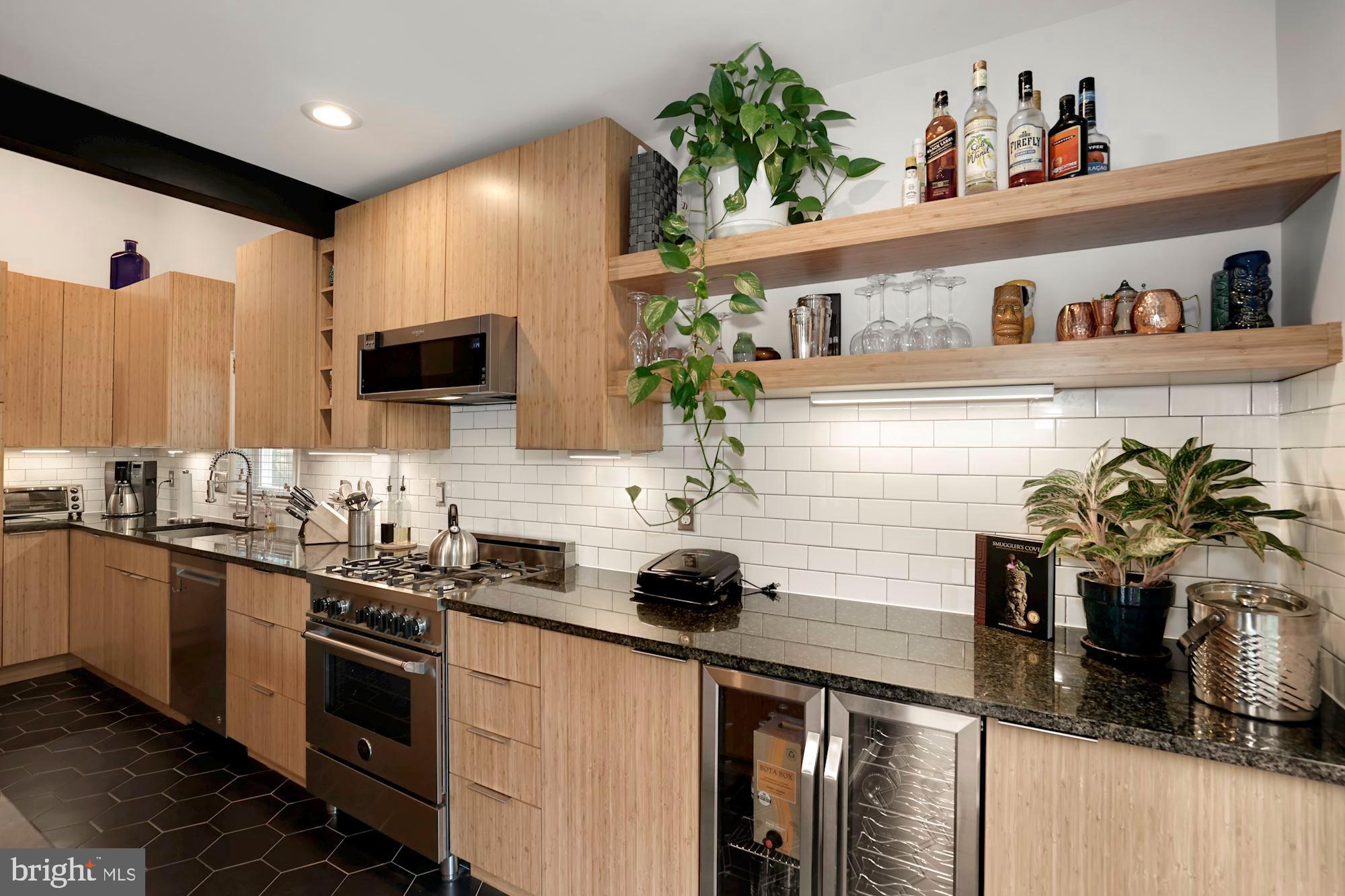 6329 Beryl Road Alexandria, VA 22312 - Photo 6 of 30 Open shelving and wine cooler below