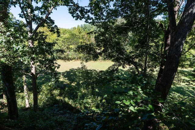 a view of a street with a yard
