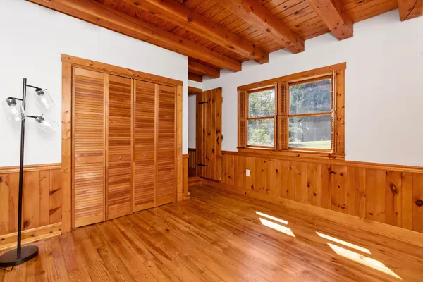 a view of a storage room with stairs