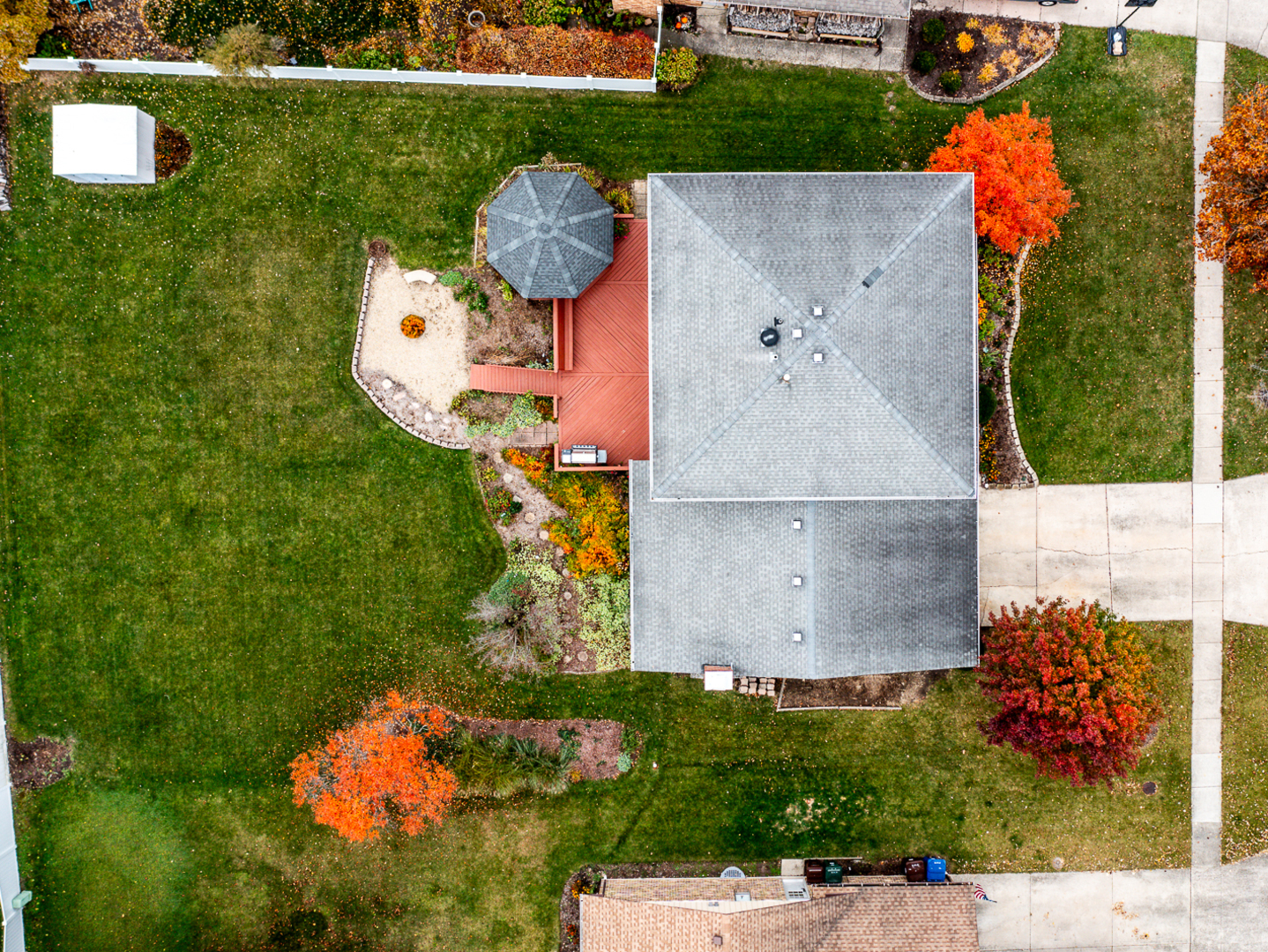 1525 Cimarron Drive New Lenox, IL 60451 - Photo 7 of 41 an aerial view of a house with a swimming pool patio and yard