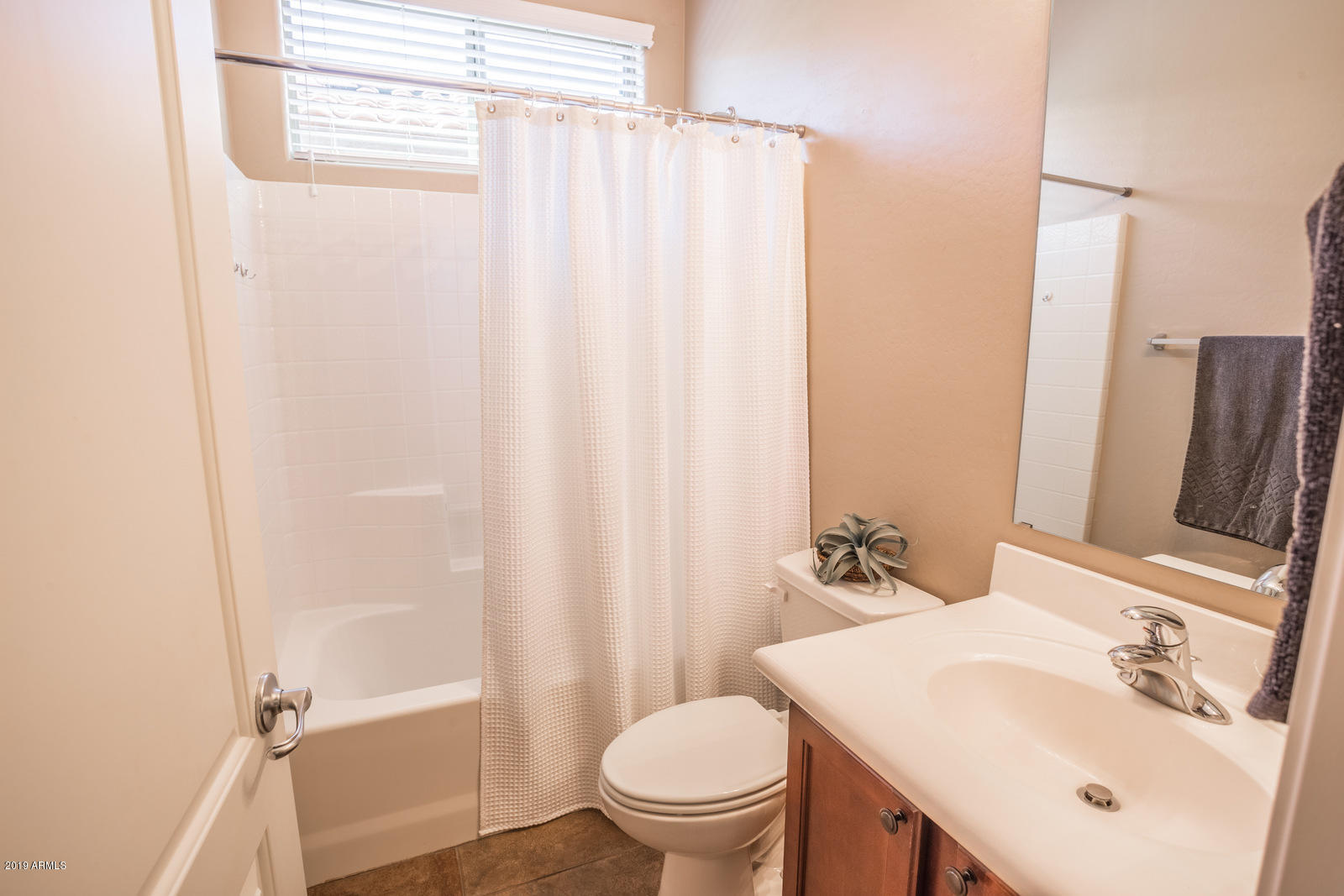 3101 South Joshua Tree Lane Gilbert, AZ 85295 - Photo 12 of 88 a bathroom with a sink a toilet and shower curtain