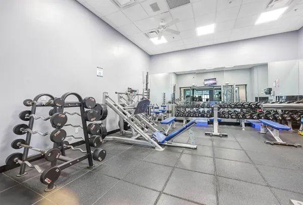 a view of a room with gym equipment