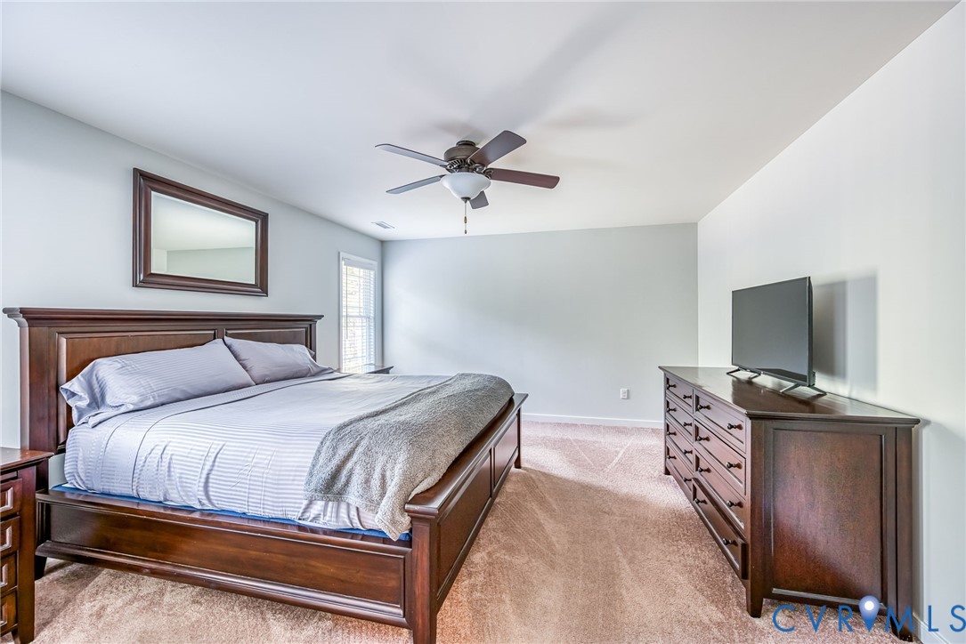 2024 Walnut Tree Place Powhatan, VA 23139 - Photo 21 of 30 a bedroom with a bed and a flat screen tv