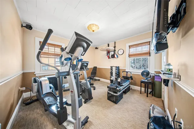 a view of a room with gym equipment