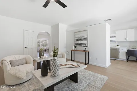 a living room with furniture