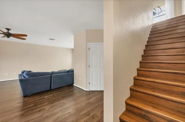 a view of entryway with wooden floor