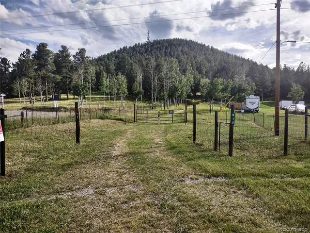 a view of a park with swings