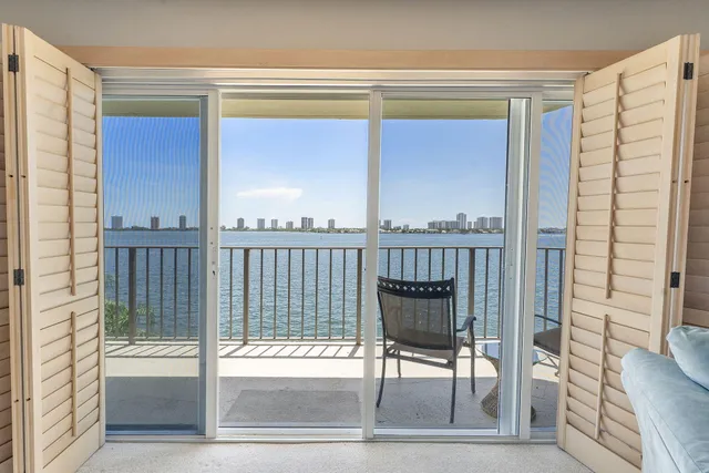 a view of balcony with seating space