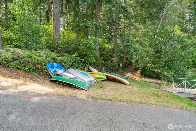a view of a park with slides