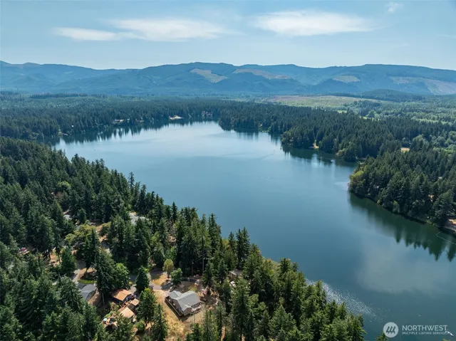 a view of lake with mountain