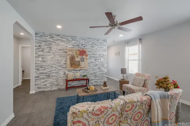 a living room with furniture