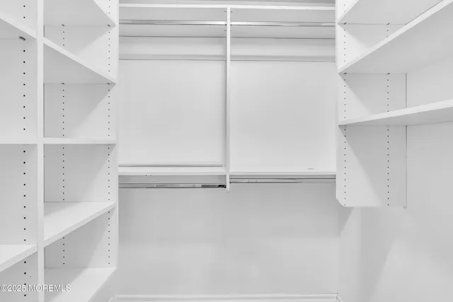 a view of walk in closet with empty racks