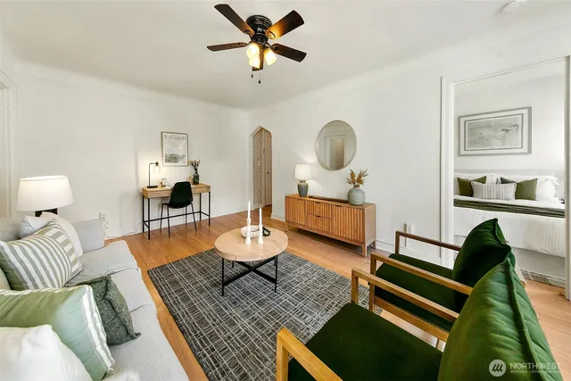 a living room with furniture