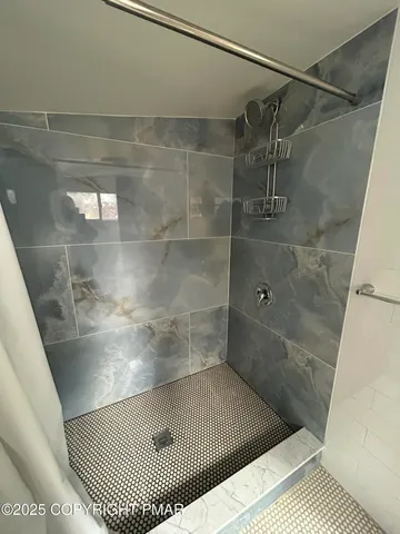 a bathroom with a bathtub