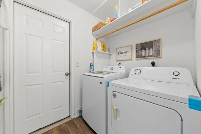 a utility room with dryer and washer