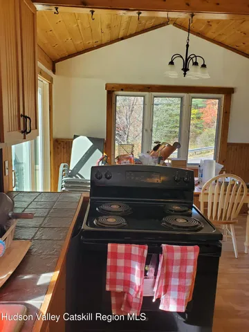 a living room with a large window
