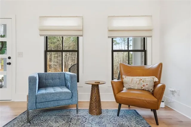 a living room with furniture and a couch