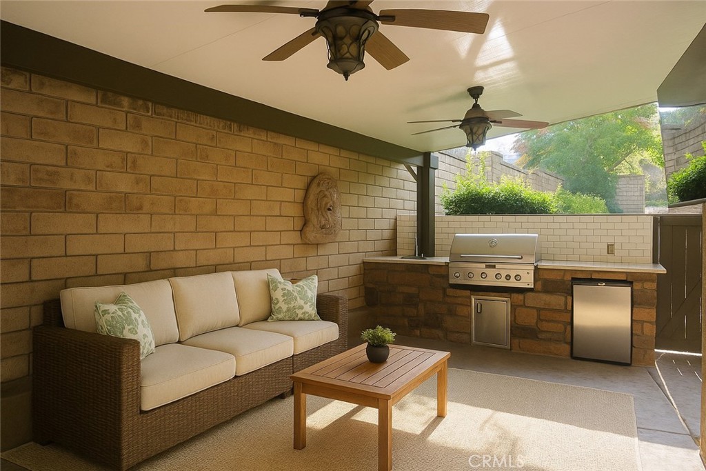 8000 East Snapdragon Lane Anaheim Hills, CA 92808 - Photo 12 of 27 a outdoor living space with furniture and a floor to ceiling window
