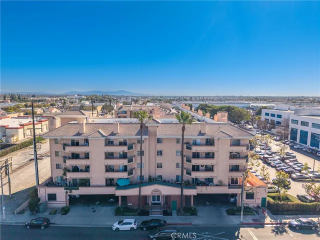 a view of building with a city street