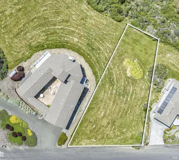 an aerial view of a swimming pool