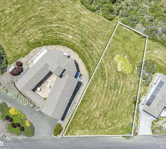 an aerial view of a swimming pool