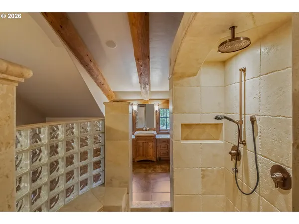 a bathroom with a shower