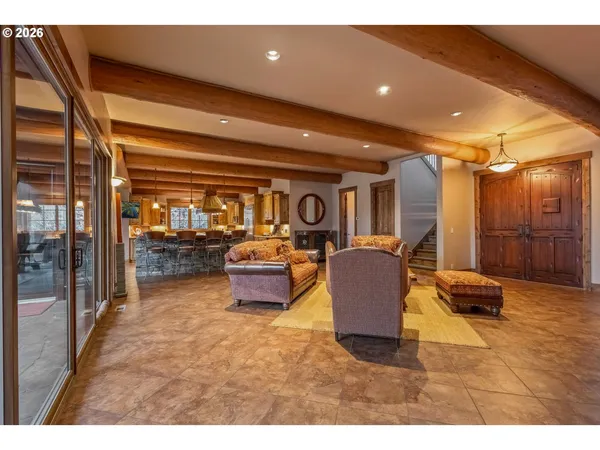 a living room with furniture