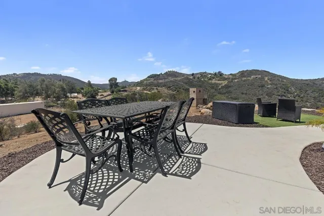 a view of a terrace with a bench