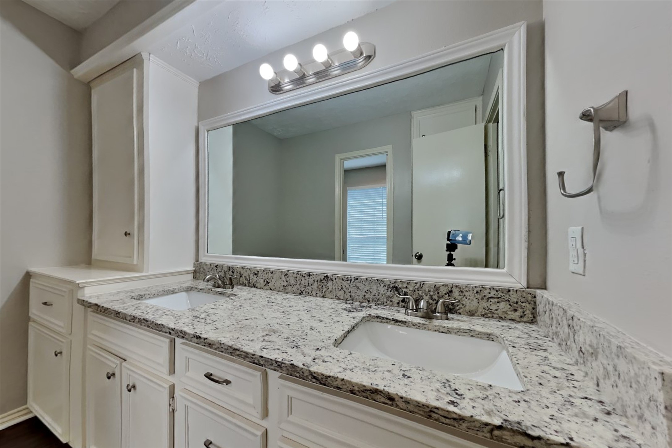 19022 White Candle Drive Spring, TX 77388 - Photo 19 of 22 a bathroom with a granite countertop double vanity sink and a mirror
