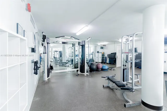 a view of a room with gym equipment