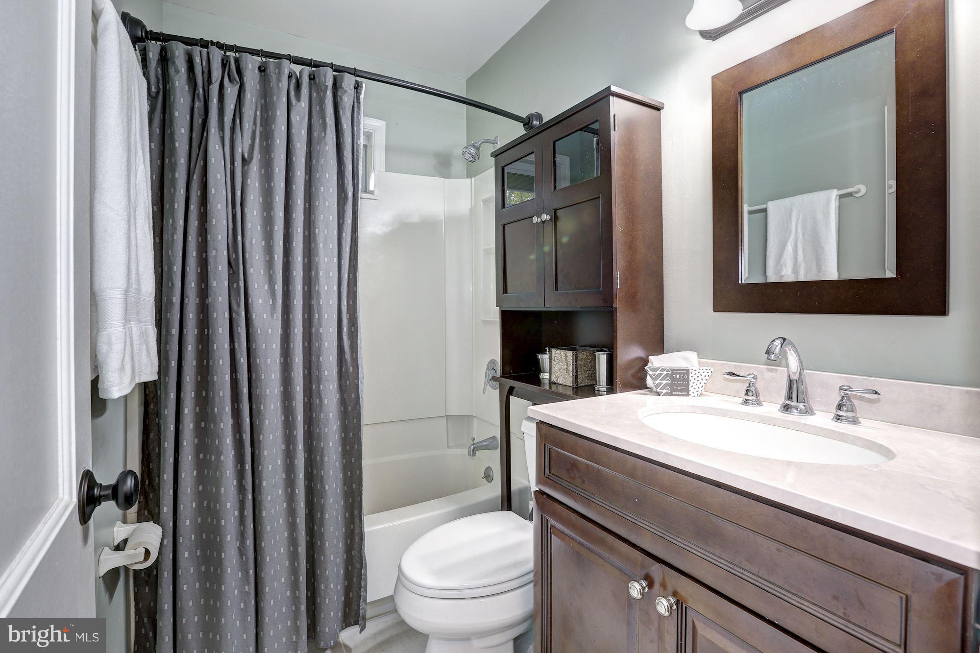 10205 Procter Street Silver Spring, MD 20901 - Photo 22 of 38 a bathroom with a sink a toilet a mirror and shower