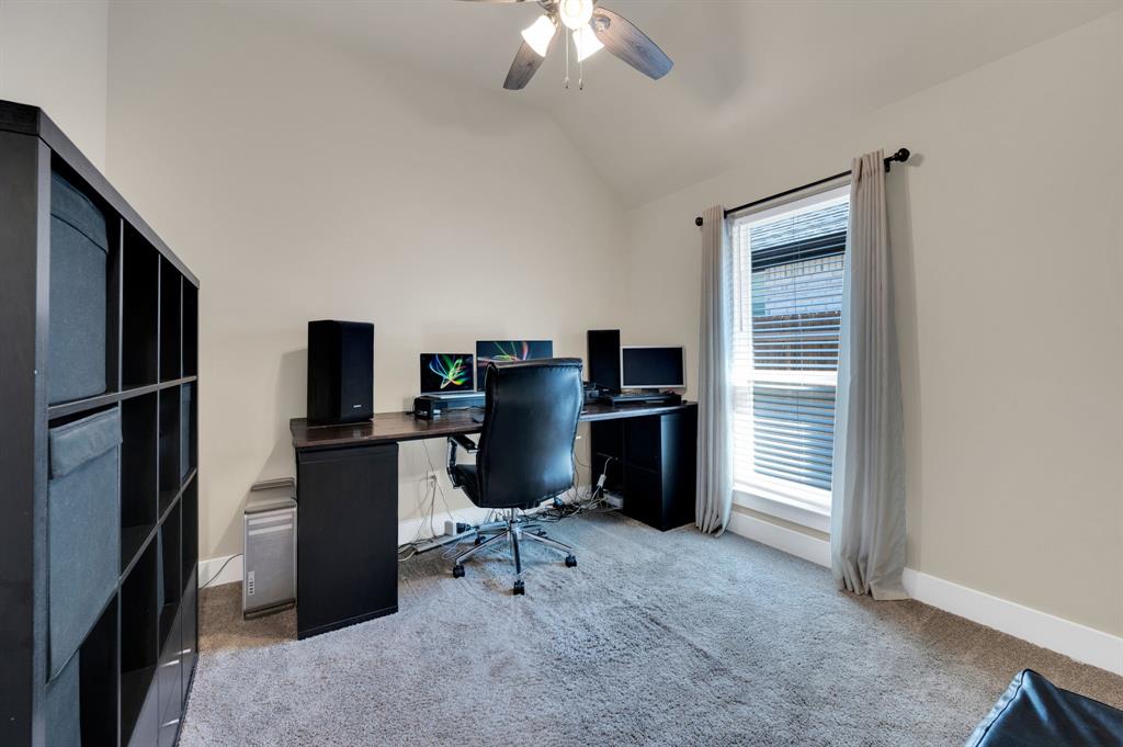1313 Ridgeview Drive Weatherford, TX 76086 - Photo 26 of 34 Office with lofted ceiling, light colored carpet, and a ceiling fan