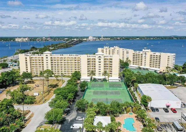 a view of a city with tall buildings