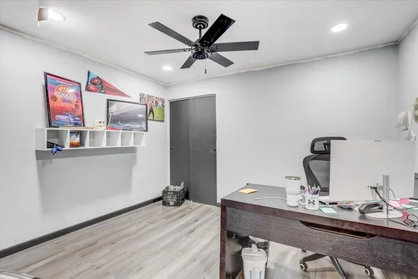 a house view with a backyard space