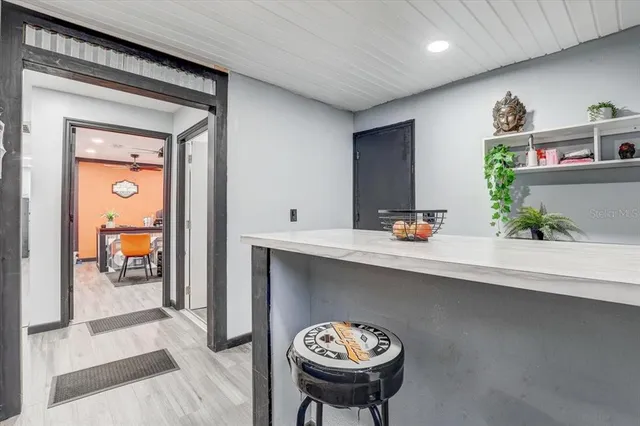 a view of parking space with truck parked