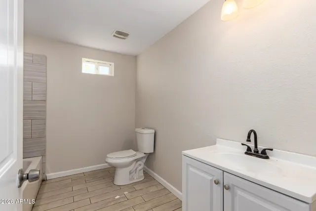 a bathroom with a bathtub