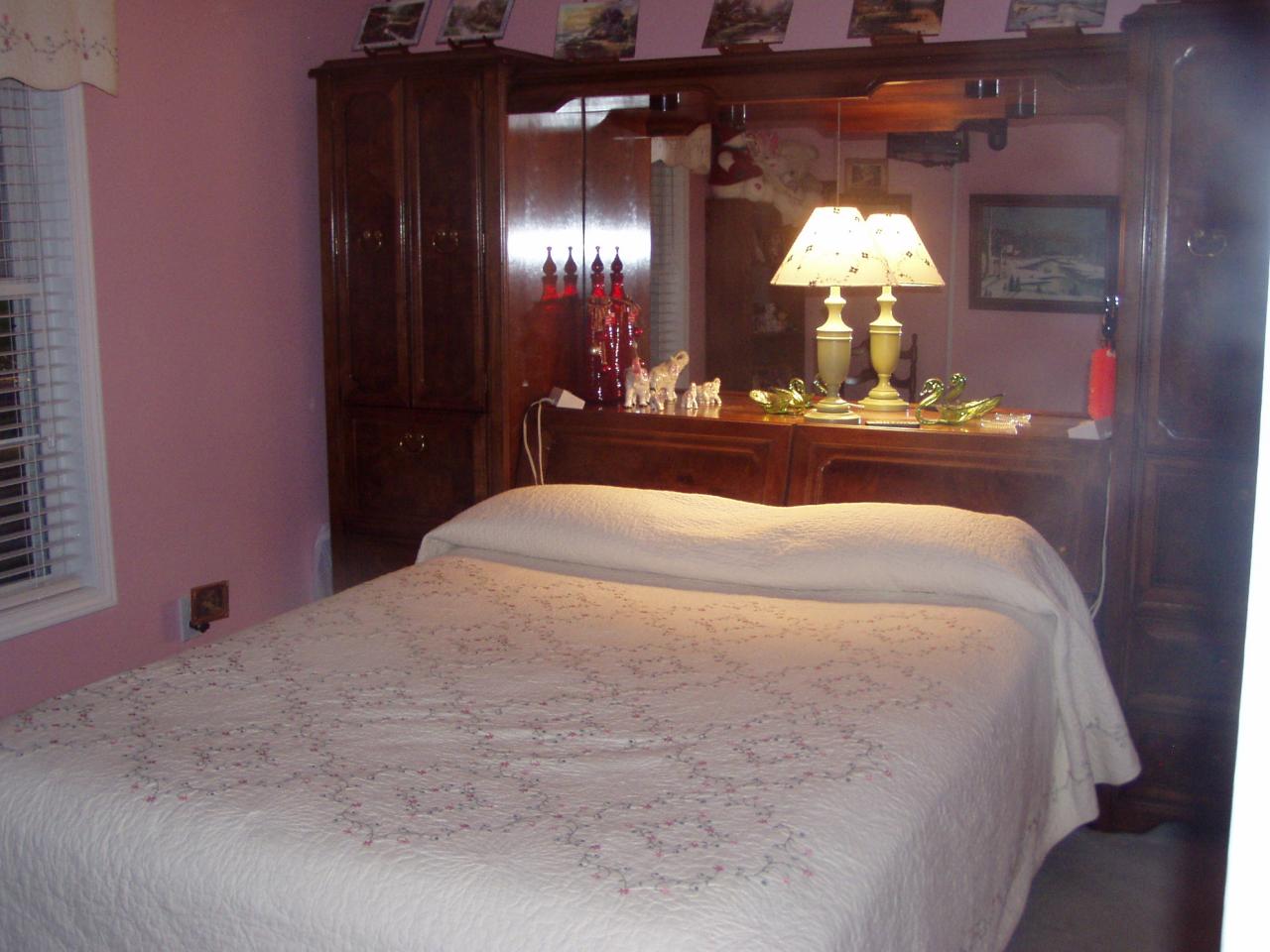 1122 Mountain View Road Vinton, VA 24179 - Photo 19 of 20 a large bedroom with a bed and a chandelier
