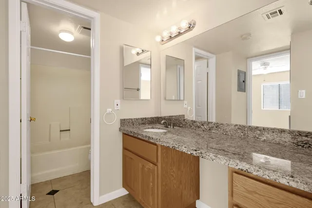 a view of a room with a window