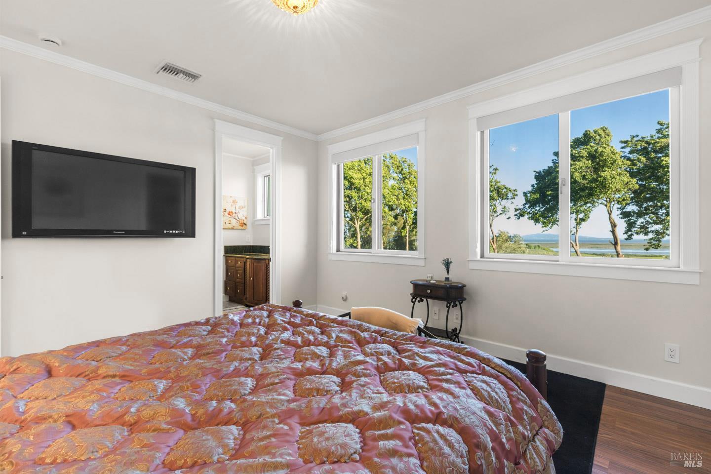 3001 Sears Point Road Sonoma, CA 95476 - Photo 40 of 52 a bedroom with a bed and a flat screen tv