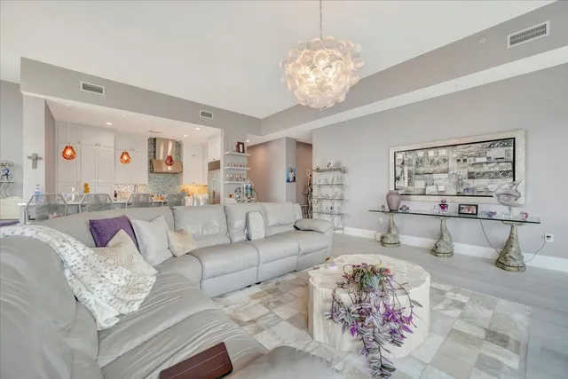 a large living room with a large window