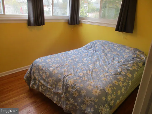 a bedroom with a bed