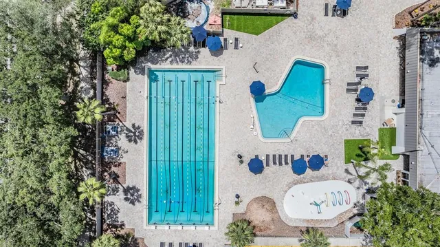 an aerial view of a house