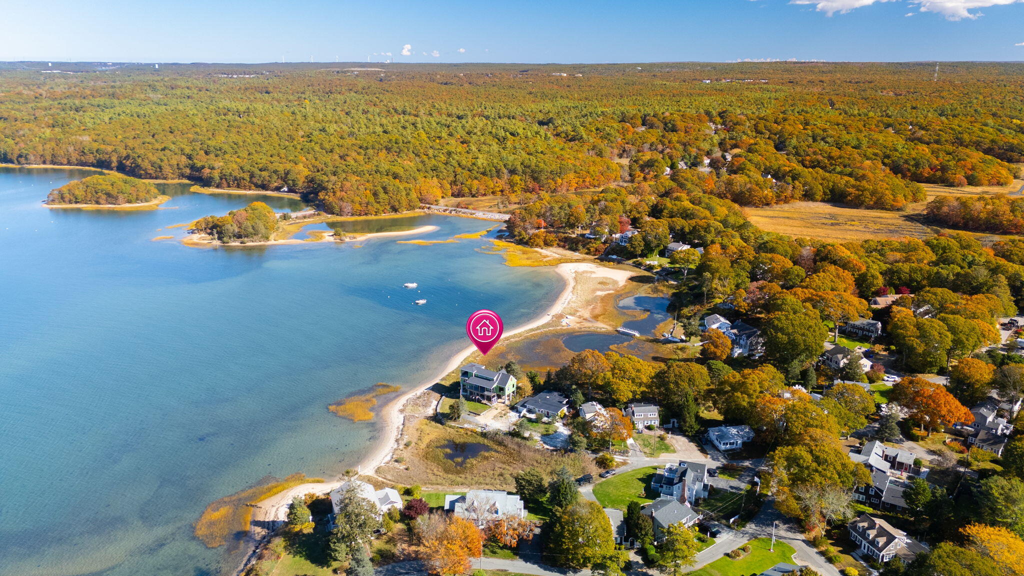 14 Navajo Road Pocasset, MA 02559 - Photo 11 of 19 an aerial view of a houses with a lake view