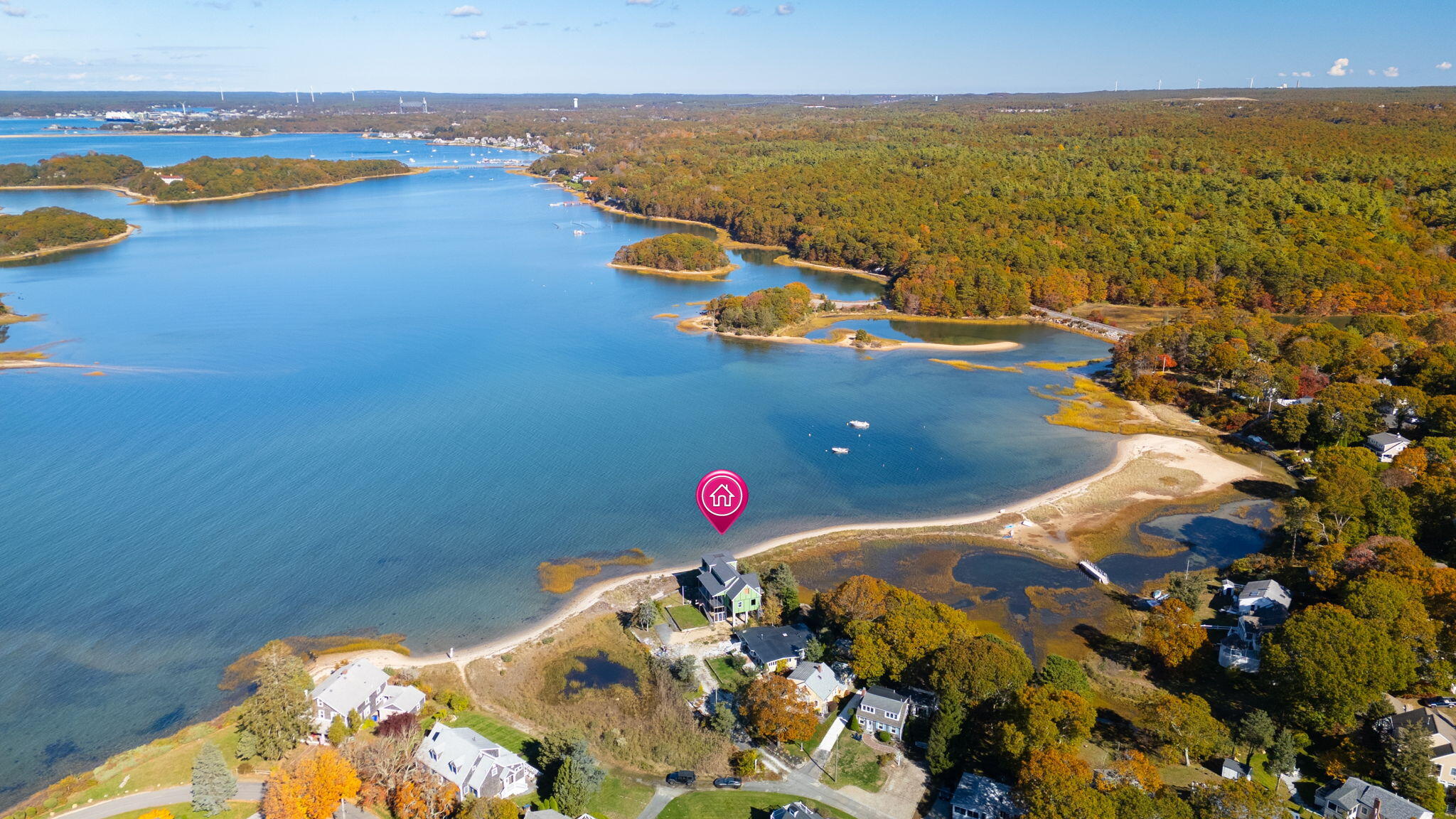 14 Navajo Road Pocasset, MA 02559 - Photo 16 of 19 an aerial view of a house with a ocean view